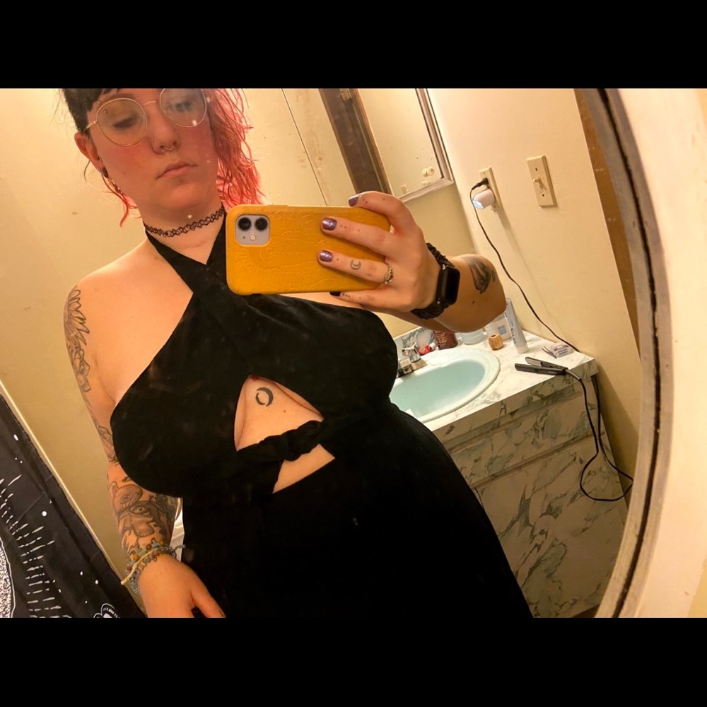 Free People- Size XL Black Cutout Maxi Dress